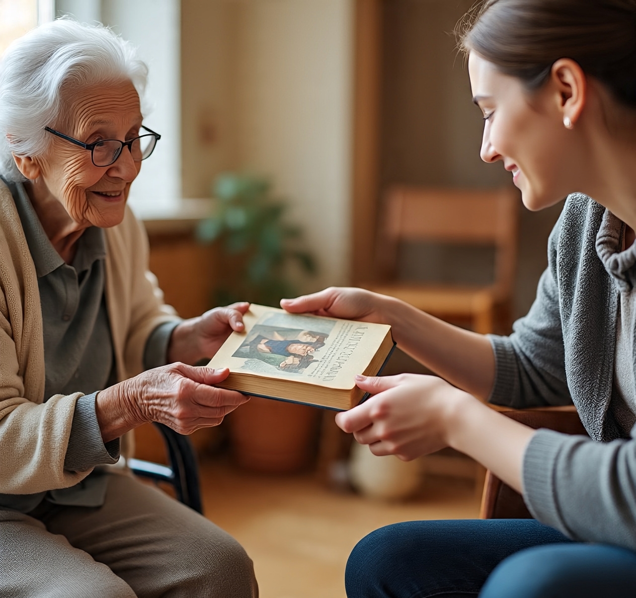Voluntários entregando livros